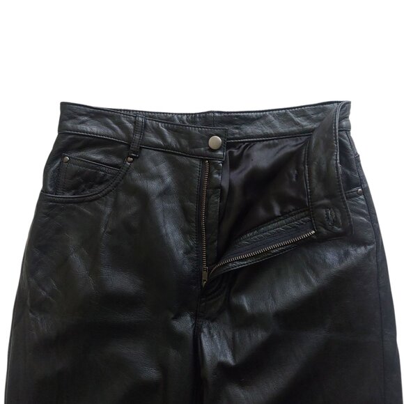 Wilsons Leather Vintage Women's Black Genuine Leather Pants Size 8 / 28 Waist - Picture 5 of 7